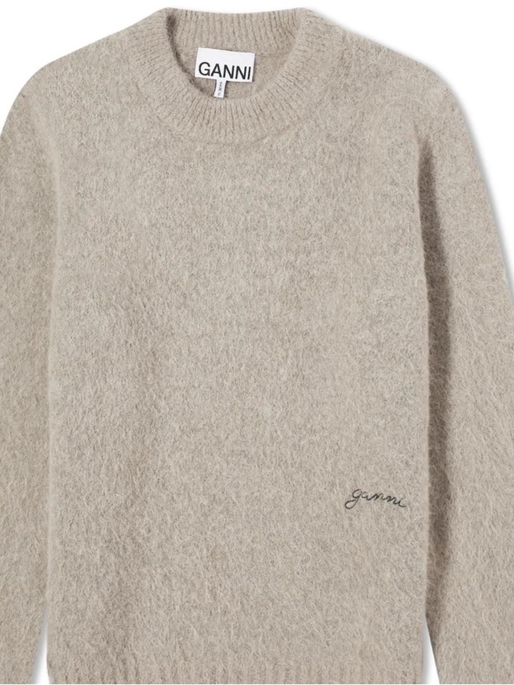 Ganni Neutral Light Taupe Crewneck Sweater